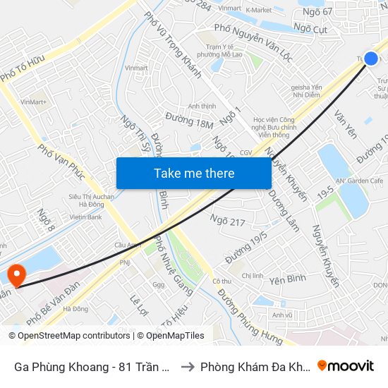 Ga Phùng Khoang - 81 Trần Phú to Phòng Khám Đa Khoa map