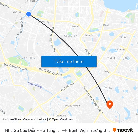 Nhà Ga Cầu Diễn - Hồ Tùng Mậu to Bệnh Viện Trường Giang map