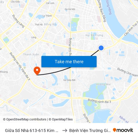 Giữa Số Nhà 613-615 Kim Ngưu to Bệnh Viện Trường Giang map