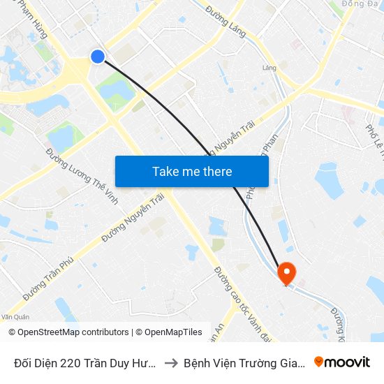 Đối Diện 220 Trần Duy Hưng to Bệnh Viện Trường Giang map