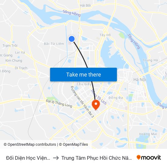 Đối Diện Học Viện Tài Chính - Đường Đức Thắng to Trung Tâm Phục Hồi Chức Năng-Làng Hòa Bình Thanh Xuân Khoa Khám Bệnh map