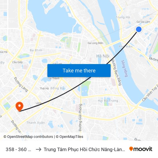 358 - 360 Nguyễn Văn Cừ to Trung Tâm Phục Hồi Chức Năng-Làng Hòa Bình Thanh Xuân Khoa Khám Bệnh map