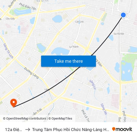 12a Điện Biên Phủ to Trung Tâm Phục Hồi Chức Năng-Làng Hòa Bình Thanh Xuân Khoa Khám Bệnh map