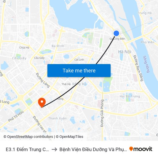 E3.1 Điểm Trung Chuyển Long Biên to Bệnh Viện Điều Dưỡng Và Phục Hồi Chức Năng Hà Nội map