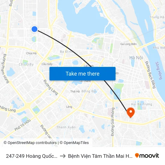247-249 Hoàng Quốc Việt to Bệnh Viện Tâm Thần Mai Hương map