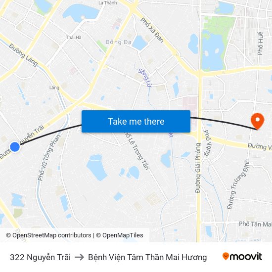 322 Nguyễn Trãi to Bệnh Viện Tâm Thần Mai Hương map