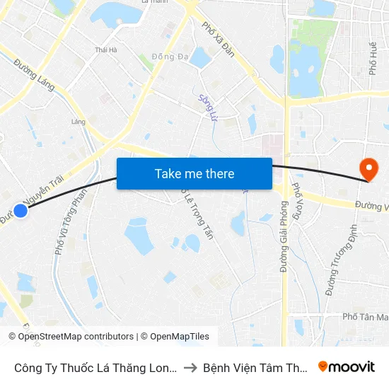 Công Ty Thuốc Lá Thăng Long - 235 Nguyễn Trãi to Bệnh Viện Tâm Thần Mai Hương map