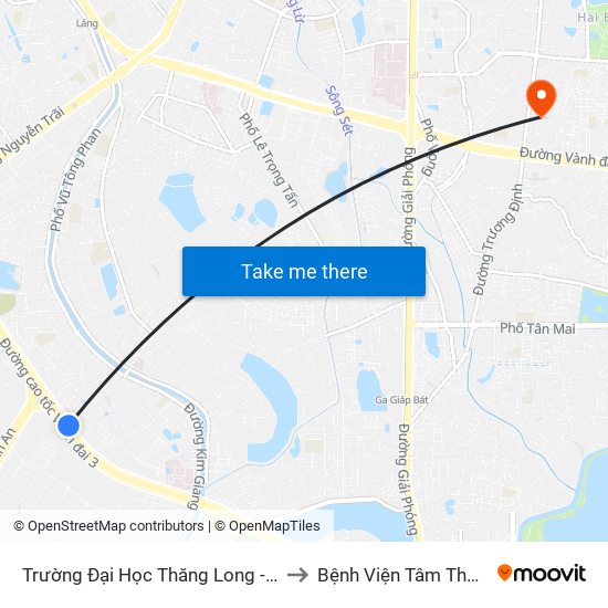 Trường Đại Học Thăng Long - Nghiêm Xuân Yêm to Bệnh Viện Tâm Thần Mai Hương map