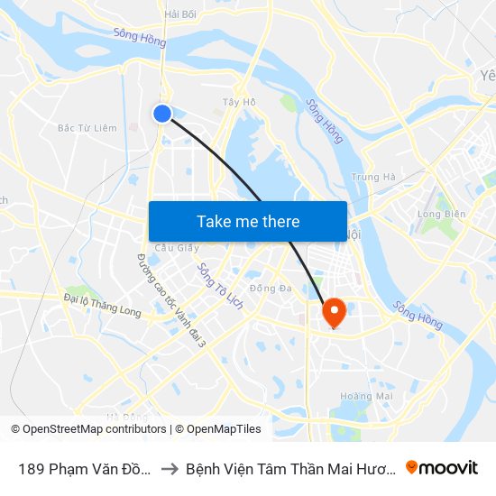 189 Phạm Văn Đồng to Bệnh Viện Tâm Thần Mai Hương map