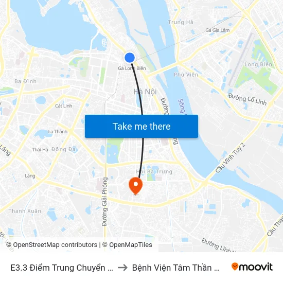 E3.3 Điểm Trung Chuyển Long Biên to Bệnh Viện Tâm Thần Mai Hương map
