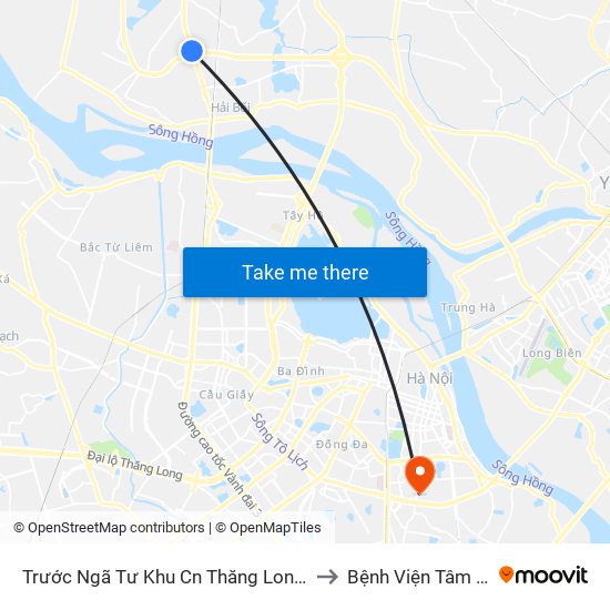 Trước Ngã Tư Khu Cn Thăng Long 100m (Chiều Nội Bài - Hà Nội) to Bệnh Viện Tâm Thần Mai Hương map