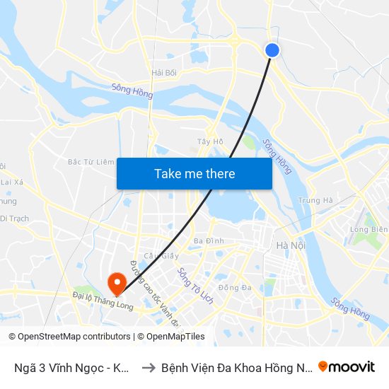 Ngã 3 Vĩnh Ngọc - Km 9+230 Quốc Lộ 3 to Bệnh Viện Đa Khoa Hồng Ngọc Phúc Trường Minh map