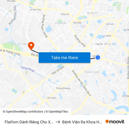 Flatfom Dành Riêng Cho Xe Buýt Trước Nhà 45 Đường Láng to Bệnh Viện Đa Khoa Hồng Ngọc Phúc Trường Minh map