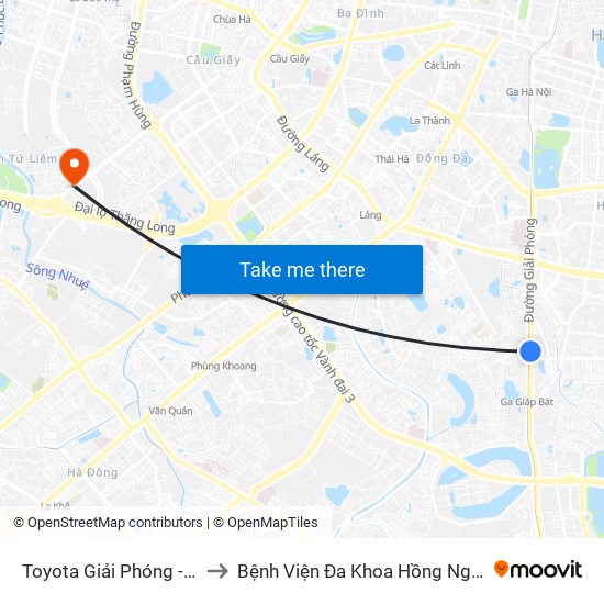 Toyota Giải Phóng - 807 Giải Phóng to Bệnh Viện Đa Khoa Hồng Ngọc Phúc Trường Minh map