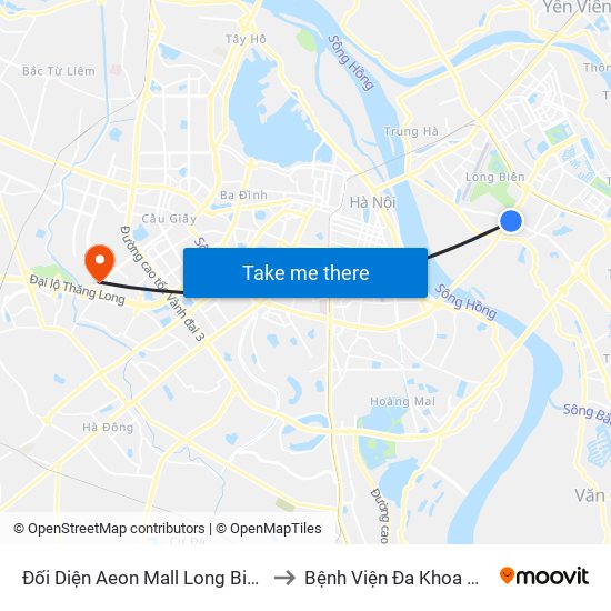 Đối Diện Aeon Mall Long Biên (Cột Điện T4a/2a-B Đường Cổ Linh) to Bệnh Viện Đa Khoa Hồng Ngọc Phúc Trường Minh map