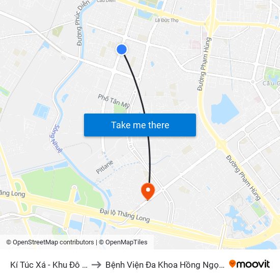 Kí Túc Xá - Khu Đô Thị Mỹ Đình II to Bệnh Viện Đa Khoa Hồng Ngọc Phúc Trường Minh map