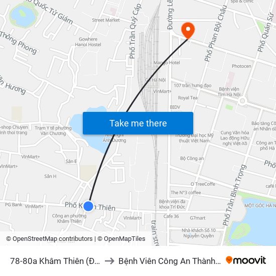 78-80a Khâm Thiên (Đối Diện 71) to Bệnh Viên Công An Thành Phố Hà Nội map