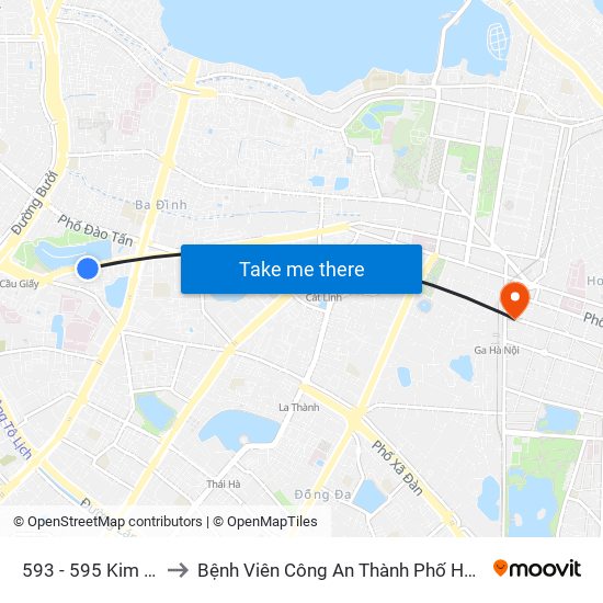 593 - 595 Kim Mã to Bệnh Viên Công An Thành Phố Hà Nội map