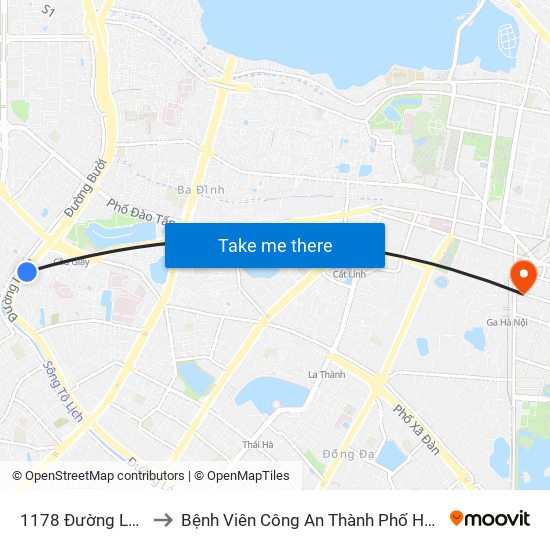 1178 Đường Láng to Bệnh Viên Công An Thành Phố Hà Nội map