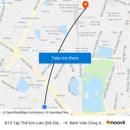 B10 Tập Thể Kim Liên (Đối Diện Ngõ 46b Phạm Ngọc Thạch) to Bệnh Viên Công An Thành Phố Hà Nội map