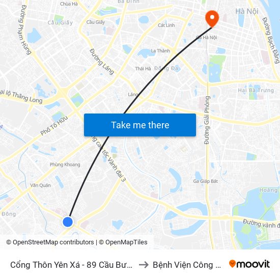 Cổng Thôn Yên Xá - 89 Cầu Bươu to Bệnh Viện Công An map