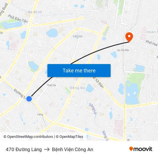 470 Đường Láng to Bệnh Viện Công An map