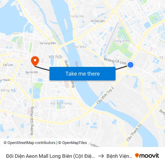 Đối Diện Aeon Mall Long Biên (Cột Điện T4a/2a-B Đường Cổ Linh) to Bệnh Viện Công An map