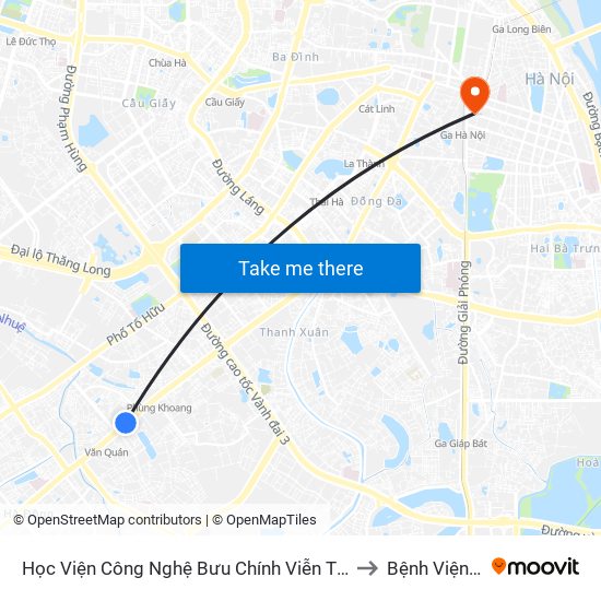 Học Viện Công Nghệ Bưu Chính Viễn Thông - Trần Phú (Hà Đông) to Bệnh Viện Công An map