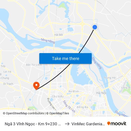 Ngã 3 Vĩnh Ngọc - Km 9+230 Quốc Lộ 3 to VinMec Gardenia Clinic map