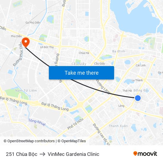 251 Chùa Bộc to VinMec Gardenia Clinic map