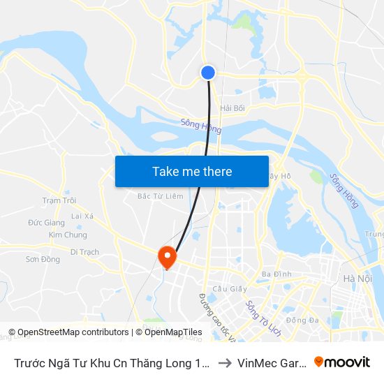 Trước Ngã Tư Khu Cn Thăng Long 100m (Chiều Nội Bài - Hà Nội) to VinMec Gardenia Clinic map