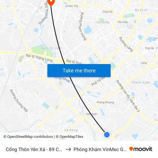 Cổng Thôn Yên Xá - 89 Cầu Bươu to Phòng Khám VinMec Gardenia map