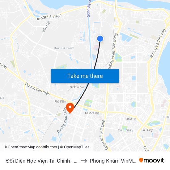 Đối Diện Học Viện Tài Chính - Đường Đức Thắng to Phòng Khám VinMec Gardenia map