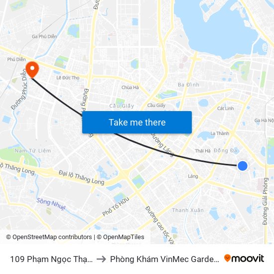 109 Phạm Ngọc Thạch to Phòng Khám VinMec Gardenia map