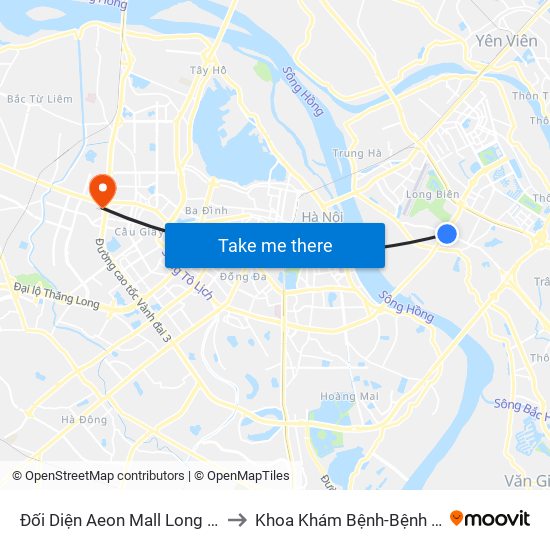 Đối Diện Aeon Mall Long Biên (Cột Điện T4a/2a-B Đường Cổ Linh) to Khoa Khám Bệnh-Bệnh Viện Đa Khoa Y Học Cổ Truyền-Hà Nội map