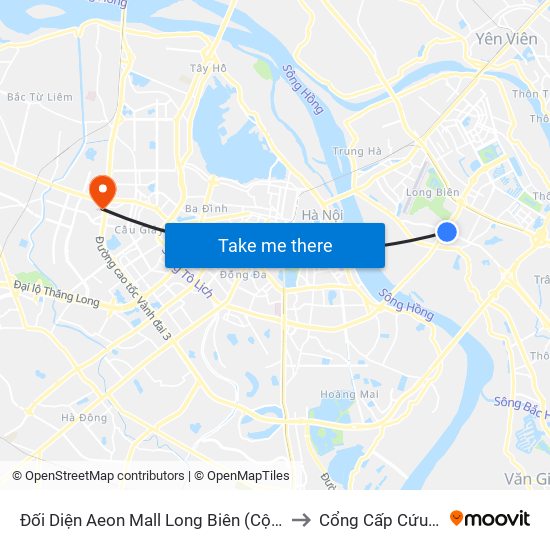 Đối Diện Aeon Mall Long Biên (Cột Điện T4a/2a-B Đường Cổ Linh) to Cổng Cấp Cứu Bệnh Viện 19-8 map