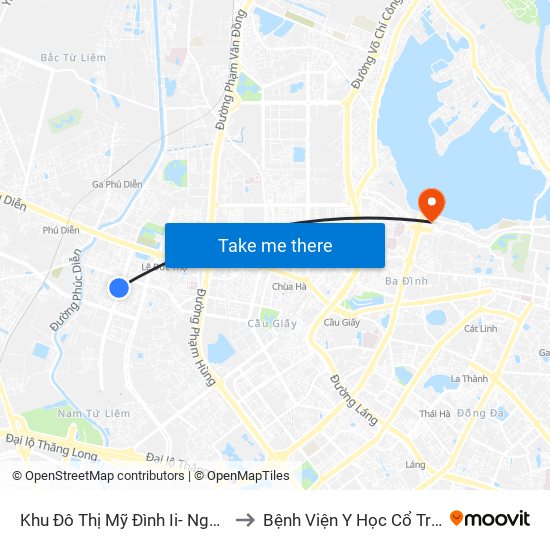 Khu Đô Thị Mỹ Đình Ii- Nguyễn Cơ Thạch to Bệnh Viện Y Học Cổ Truyền Nam Á map