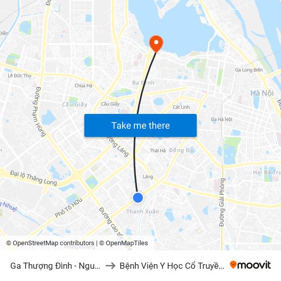 Ga Thượng Đình - Nguyễn Trãi to Bệnh Viện Y Học Cổ Truyền Nam Á map