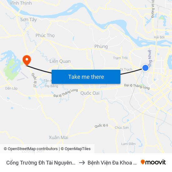 Cổng Trường Đh Tài Nguyên Môi Trường to Bệnh Viện Đa Khoa Bảo Long map