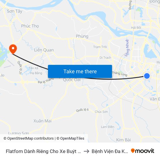 Flatfom Dành Riêng Cho Xe Buýt Trước Nhà 45 Đường Láng to Bệnh Viện Đa Khoa Bảo Long map