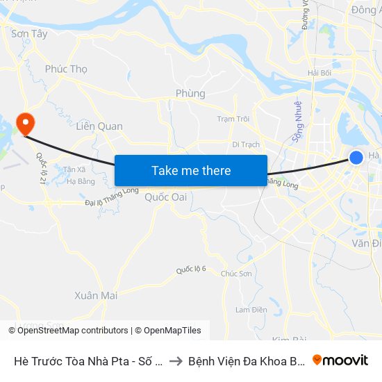 Hè Trước Tòa Nhà Pta - Số 1 Kim Mã to Bệnh Viện Đa Khoa Bảo Long map