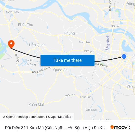 Đối Diện 311 Kim Mã (Gần Ngã 4 Kim Mã - Vạn Bảo) to Bệnh Viện Đa Khoa Bảo Long map