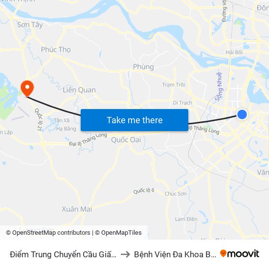 Điểm Trung Chuyển Cầu Giấy - Gtvt 02 to Bệnh Viện Đa Khoa Bảo Long map