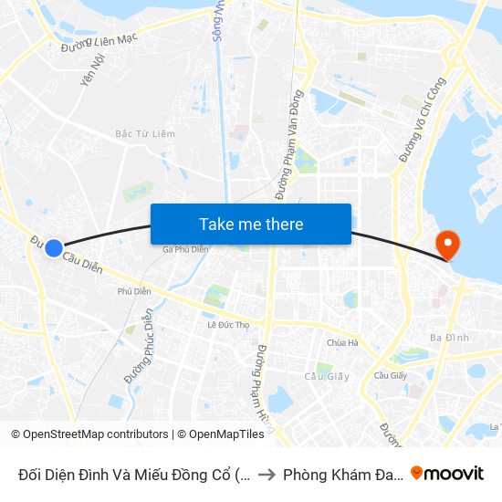 Đối Diện Đình Và Miếu Đồng Cổ (Thôn Nguyên Xá) - Đường 32 to Phòng Khám Đa Khoa Medlatec map