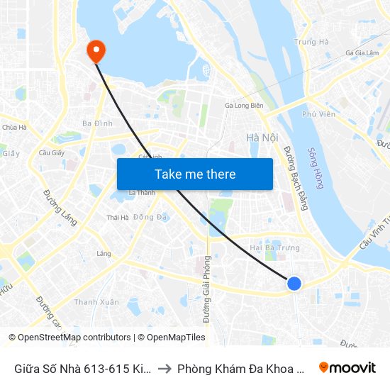 Giữa Số Nhà 613-615 Kim Ngưu to Phòng Khám Đa Khoa Medlatec map