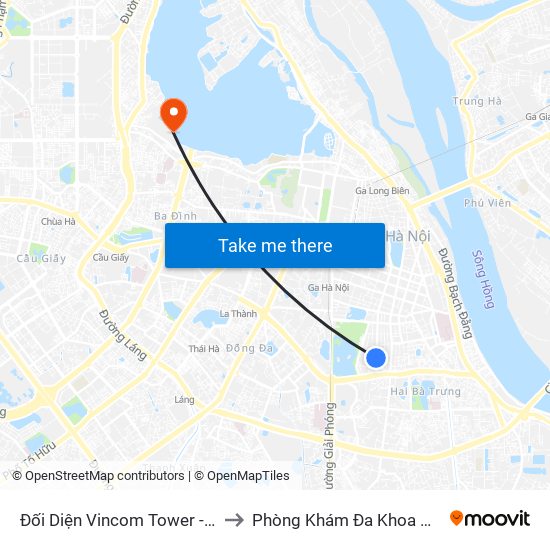 Đối Diện Vincom Tower - Bà Triệu to Phòng Khám Đa Khoa Medlatec map