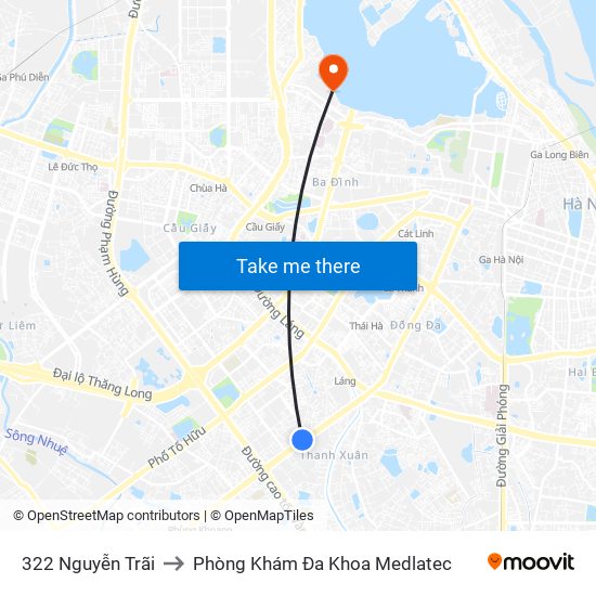 322 Nguyễn Trãi to Phòng Khám Đa Khoa Medlatec map