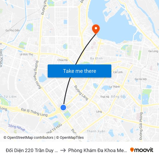 Đối Diện 220 Trần Duy Hưng to Phòng Khám Đa Khoa Medlatec map