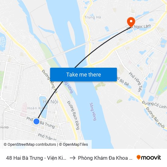 48 Hai Bà Trưng - Viện Kiểm Nghiệm Thuốc Trung Ương to Phòng Khám Đa Khoa Giao Thông Vận Tải Gia Lâm map