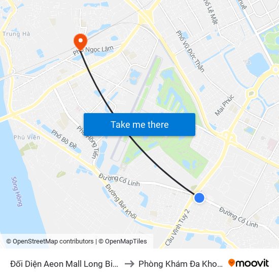 Đối Diện Aeon Mall Long Biên (Cột Điện T4a/2a-B Đường Cổ Linh) to Phòng Khám Đa Khoa Giao Thông Vận Tải Gia Lâm map